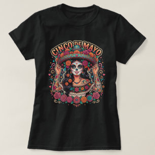Cinco de Mayo Suiker Schedel Shirt Dames Mexicaans