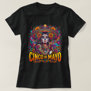 Cinco de Mayo Suiker Schedel Shirt Dames Mexicaans