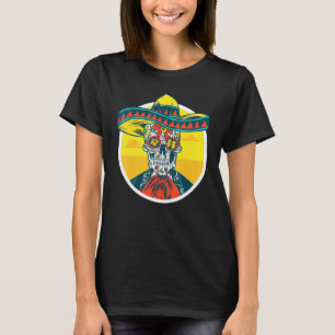 Cinco de Mayo suikerriet skelet met Mexicaanse ske T-shirt