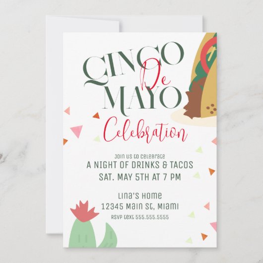 Cinco De Mayo Taco Feestviering Kaart (Voorkant)