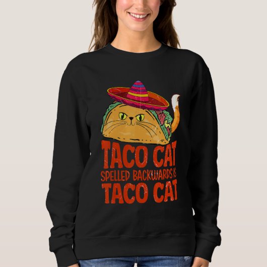 Cinco De Mayo Taco Kat Geschreven Naar Achter Is T Trui (Voorkant)