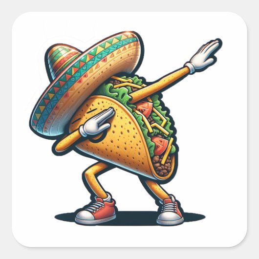 Cinco de Mayo Taco Vierkante Sticker (Voorkant)