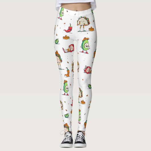 cinco de mayo tacos kawaii mexican leggings (Voorkant)