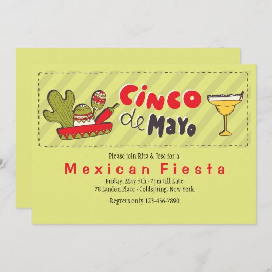 Cinco de Mayo Uitnodiging (Voorkant / Achterkant)