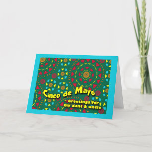Cinco de Mayo voor tante en Oom Colorful Mosaic Kaart