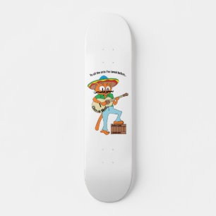 "Cinco de Meow" Cartoon Mustache Cat Skateboard