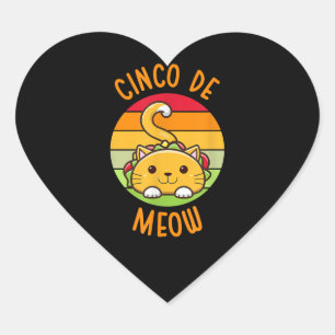 Cinco de Meow Cinco de Mayo Funny Tacos Cat Lover Hart Sticker