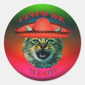 Cinco de Meow Gray Cat Cinco de Mayo Mexico Ronde Sticker (Voorkant)