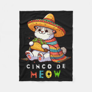 Cinco De Meow Met Lachende Kat Taco En Sombrero Fleece Deken