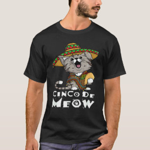 Cinco De Meow Met Lachende Kat Taco En Sombrero T-shirt