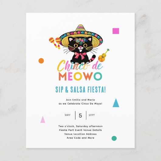 Cinco De Meowo Plezier Feestje 5 mei Kat Thema (Voorkant)