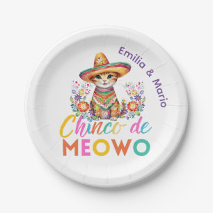 Cinco De Meowo Schattigee Cat Fiesta Party Custom Papieren Bordje
