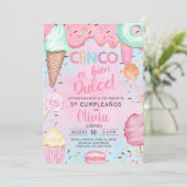 Cinco es bien dulce invitation d'anniversaire pour (Debout devant)