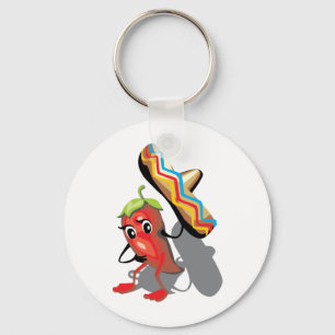 CincoDeMayo-050 RED HOT CHILI PEPPER SOMBRERO PET Sleutelhanger