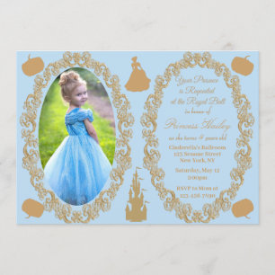 Cinderella Birthday Party Photo Invitation Kaart