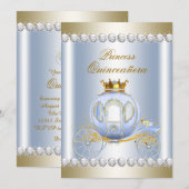 Cinderella Blue Princess Quinceanera Kaart (Voorkant / Achterkant)