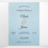 Cinderella Elegant Blue Trifold Wedding Programme (Intérieur au milieu)