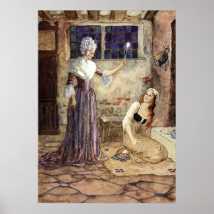 Cinderella en Fairy Godmoeder - Millicent Sowerby Poster
