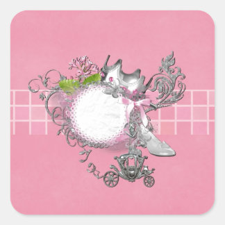 Cinderella Glass Slipper Carriage Tekst toevoegen Vierkante Sticker
