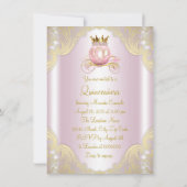 Cinderella Pink Gold Princess Quinceanera Kaart (Achterkant)