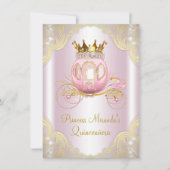 Cinderella Pink Gold Princess Quinceanera Kaart (Voorkant)