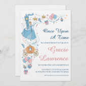 Cinderella princess birthday invitations (Devant / Derrière)
