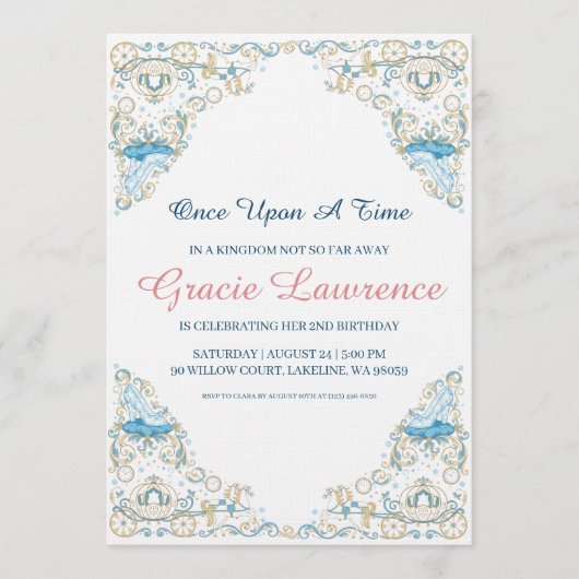 Cinderella princess birthday invitations (Devant)