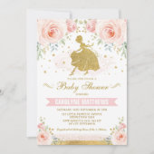Cinderella Princess Blush Floral Girl Baby shower Kaart (Voorkant)