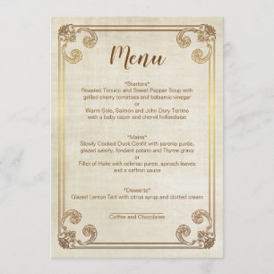 CINDERELLA WEDDING MENU CARD
