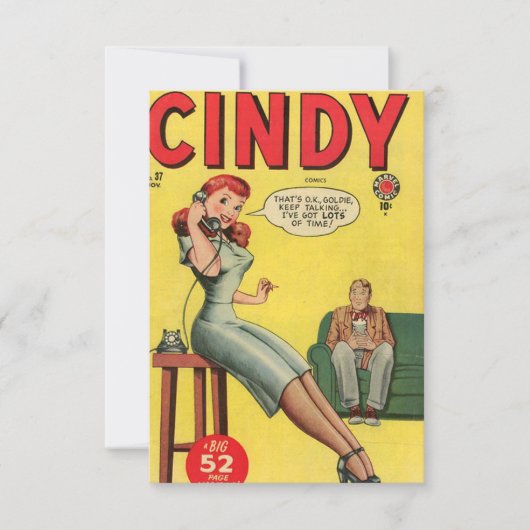 "Cindy" Comic Book Note Card Bedankkaart (Voorkant)