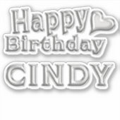 Cindy Happy Birthday silver Aufkleber Sticker (Voorkant)