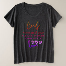 Cindy kleurrijke liefde grote maat t-shirt