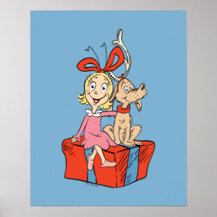 Cindy Lou Who en Max op een cadeau Poster