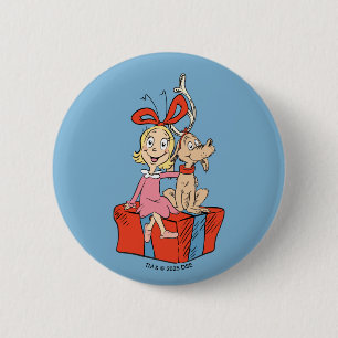 Cindy Lou Who en Max op een cadeau Ronde Button 5,7 Cm