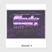 Cindy Name Prénom lila retro Sticker (Feuille)