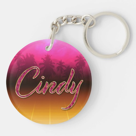 Cindy Vorname Name golden pink Schlüsselanhänger Sleutelhanger (Achterkant)