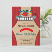Cinema film avond verjaardag uitnodiging (Staand voorkant)