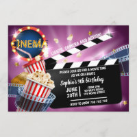 Cinema Movie Time Girl Birthday Popcorn