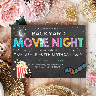 Cinéma Nuit Anniversaire Invitation Sous les étoil