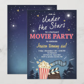 Cinéma Nuit Anniversaire Invitation Sous les étoil (Devant / Derrière)
