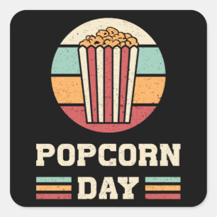 Cinema Popcorn Day Film Snack Pop Film Cadeau Idee Vierkante Sticker