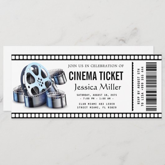 cinema ticket Invitation (Devant / Derrière)
