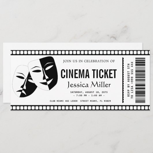 cinema ticket Invitation (Devant / Derrière)