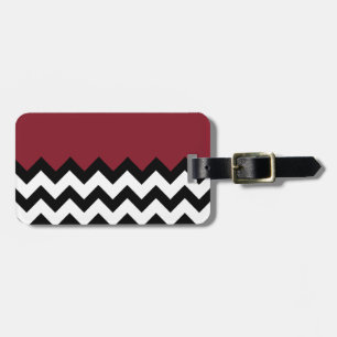Cinnabar Red Pattern op grote zigzag Chevron Bagagelabel
