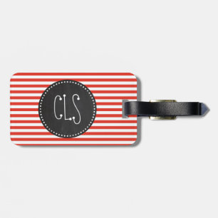 Cinnabar Stripes; Gestreept; Retro schoolbord Bagagelabel
