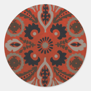 Cinnabar Suzani II Ronde Sticker