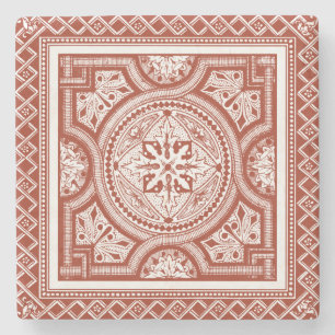 Cinnabar Woodblock IV Stenen Onderzetter