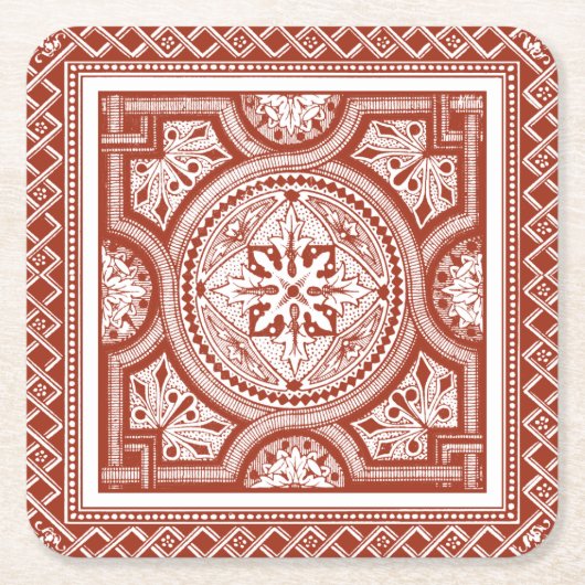 Cinnabar Woodblock IV Vierkante Kartonnen Onderzetter (Voorkant)