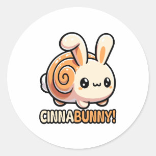 Cinnabunny! Schattigee kaneelrol Bunny Pun Ronde Sticker