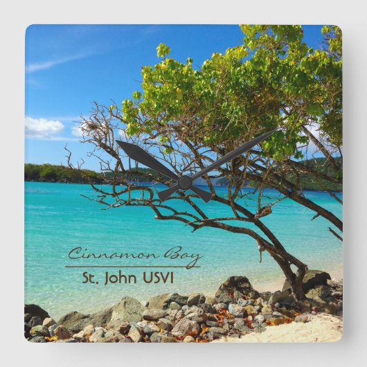 Cinnamon Bay St. John USVI Wall Clock Vierkante Klok (Voorkant)